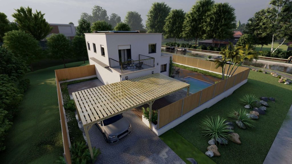 pergola en bois, extérieur