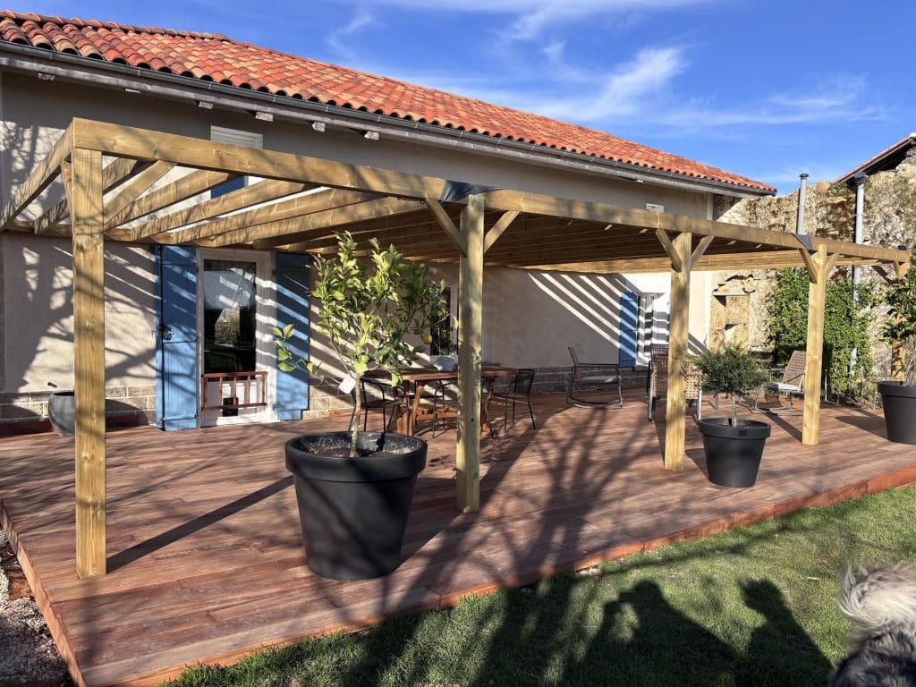 pergola en bois, satisfaction avis client, réalisation