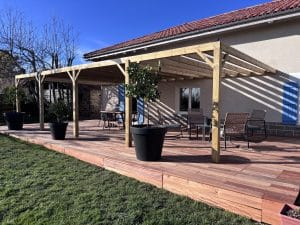 pergola en bois, satisfaction avis client, réalisation
