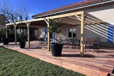 pergola en bois, satisfaction avis client, réalisation