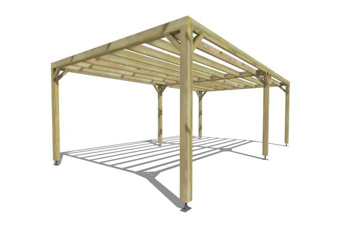 Pergola autoportante en pin sylvestre autoclave classe 3 avec lames de toit espacées