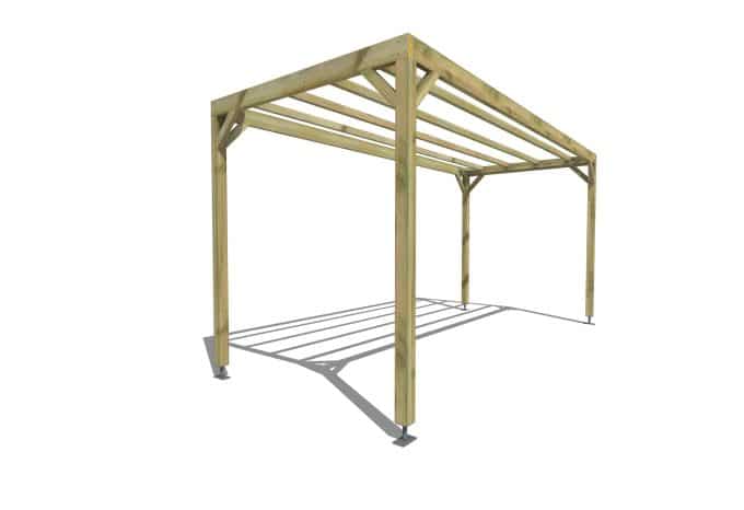 Pergola autoportante avec structure ouverte laissant passer la lumière