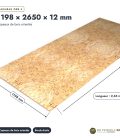 Plaque OSB 1196x2650 de 12 mm, OSB 4 à bords droits, sans usinage : pièce cotée et longueurs