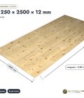 Panneau épicéa 1250x2500 en 3 plis de 12 mm, standard sans usinage : pièce cotée et longueurs