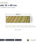 Latte pin 16x60 traitée autoclave vert, standard sans usinage : plan de section coté