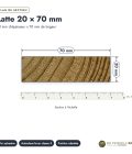 Latte autoclave brune 20x70 en pin sylvestre : plan de section coté