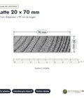Latte autoclave grise 20x70 en pin raboté : plan de section coté