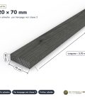 Latte noire 20x70 en pin traité par trempage : pièce cotée et longueurs