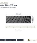 Latte noire 20x70 en pin traité par trempage : plan de section coté