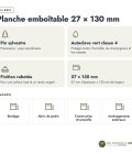 Lame emboîtable 27x130 en pin autoclave vert, standard sans usinage : caractéristiques