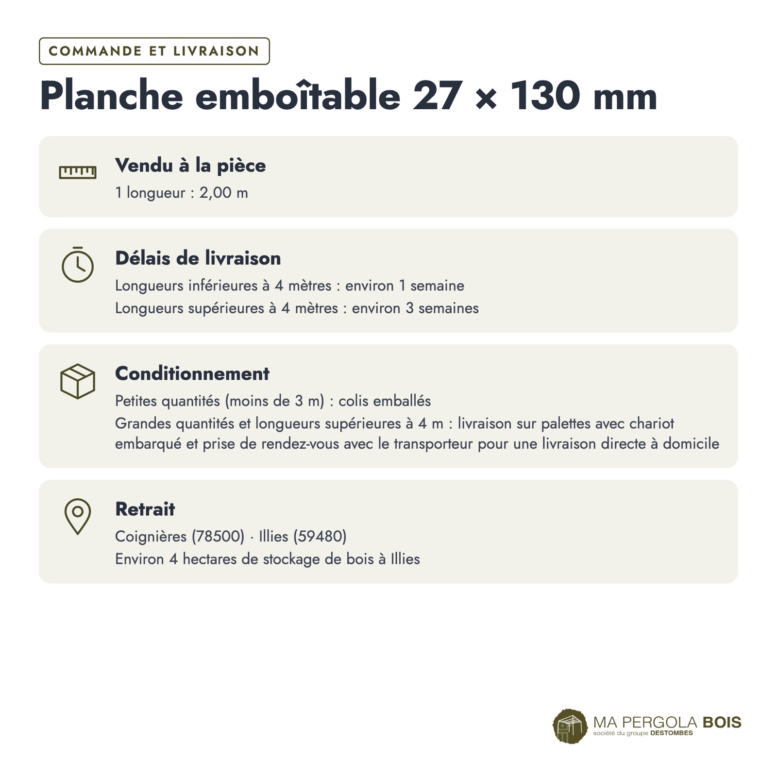 Lame emboîtable grise 27x130, pin traité autoclave gris sans usinage : commande et livraison