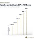 Lame emboîtable 27x130 en pin autoclave vert, standard sans usinage : longueurs à l’échelle