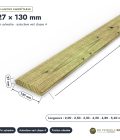 Lame emboîtable 27x130 en pin autoclave vert, standard sans usinage : pièce cotée et longueurs