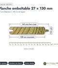 Lame emboîtable 27x130 en pin autoclave vert, standard sans usinage : plan de section coté