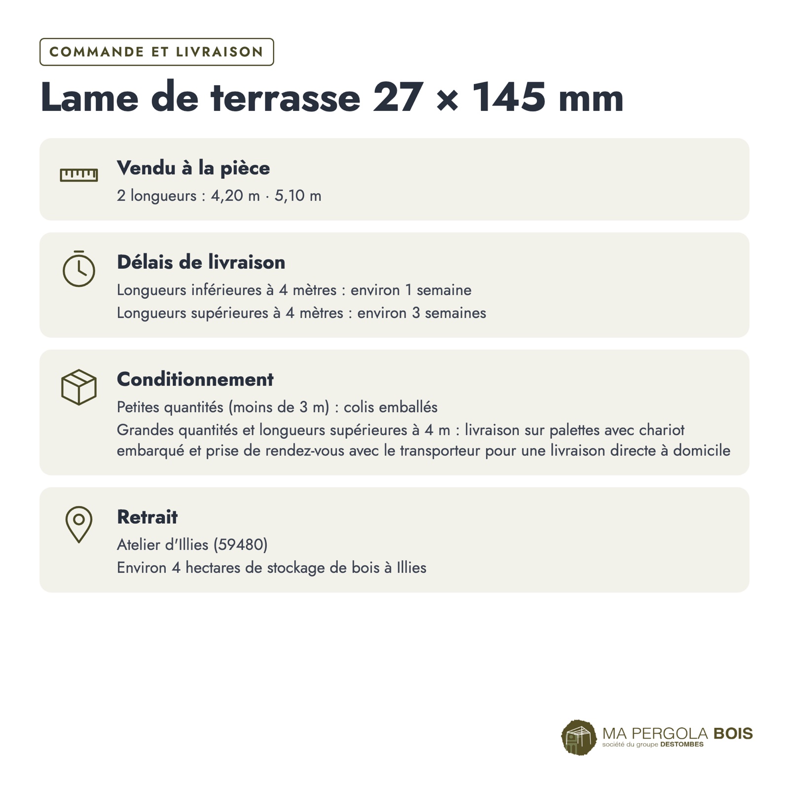 Lame de terrasse grise 27x145 en pin autoclave classe 3, 4,20 ou 5,10 m : commande livraison