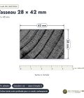 Tasseau noir 28x42 en pin traité autoclave : plan de section coté