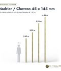 Madrier 45x145 standard sans usinage, pin autoclave : longueurs à l’échelle