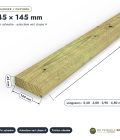 Madrier 45x145 standard sans usinage, pin autoclave : pièce cotée et longueurs
