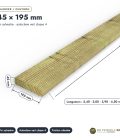 Madrier 45x195 standard sans usinage, pin autoclave : pièce cotée et longueurs