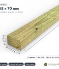 Chevron 45x70 standard sans usinage, pin autoclave vert : pièce cotée et longueurs