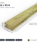 Chevron rainuré 45x95 profil H, pin autoclave vert, sans usinage : pièce cotée et longueurs