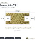 Chevron rainuré 45x95 profil H, pin autoclave vert, sans usinage : plan de section coté