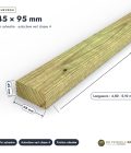 Chevron 45x95 standard sans usinage, pin autoclave vert : pièce cotée et longueurs