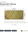 Chevron 45x95 standard sans usinage, pin autoclave vert : plan de section coté