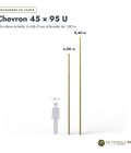 Chevron en U 45x95 à une rainure, pin autoclave vert sans usinage : longueurs à l’échelle