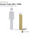3 plis traité 635x1260 en épicéa autoclave, 19 mm, sans usinage : longueurs à l’échelle