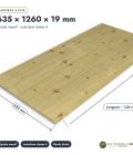 3 plis traité 635x1260 en épicéa autoclave, 19 mm, sans usinage : pièce cotée et longueurs