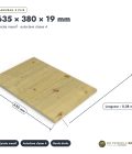 3 plis traité 635x380 en épicéa autoclave, 19 mm, sans usinage : pièce cotée et longueurs
