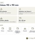 Poteau bois 90x90 standard sans usinage, pin autoclave : caractéristiques