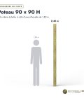 Poteau 90x90 profil H rainuré, pin autoclave vert, sans usinage : longueurs à l’échelle