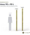 Poteau 90x90 profil L rainuré pour angle, pin autoclave vert, sans usinage : longueurs à l’échelle
