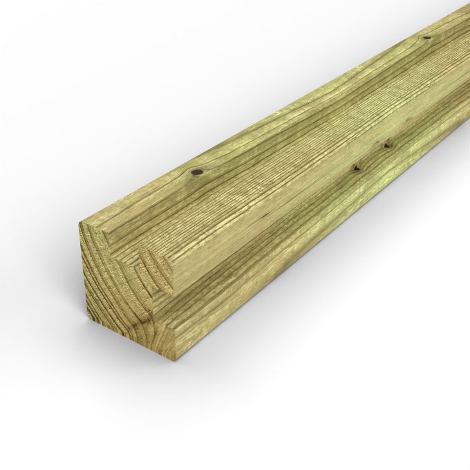 Poteau 90x90 profil L rainuré pour angle, pin autoclave vert, sans usinage : pièce seule
