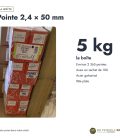 Pointes galvanisées 2,4x50 à tête plate, boîte de 5 kg ou sachet de 100 : boite ou ensemble