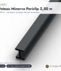Poteau acier 68x52 à feuillures, 2,50 m, RAL 7016 (Peripro Minerva Periclip) : boite ou ensemble