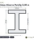 Poteau acier 68x52 à feuillures, 2,50 m, RAL 7016 (Peripro Minerva Periclip) : piece cotee