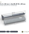 Vis et cheville béton 6x60, vis zinguée T30 et cheville Ø 10, boîte de 200 : piece cotee