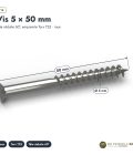 Vis inox platelage A2 5x50 double filet ou 5x60, T25, boîte de 200 : piece cotee