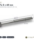 Vis inox platelage A2 5x50 double filet ou 5x60, T25, boîte de 200 : piece cotee